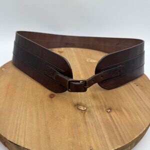 Vince Brown Leather Medium Belt With Adjustable Brass Buckle For Women brown wid